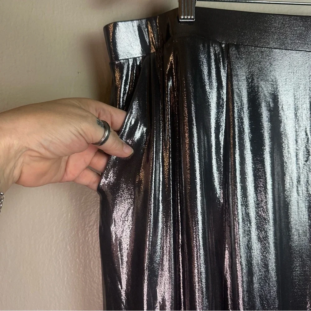 Torrid Metal Grey Liquid Shine Midi Skirt Sz 22 (Torrid 3) - Picture 4 of 11